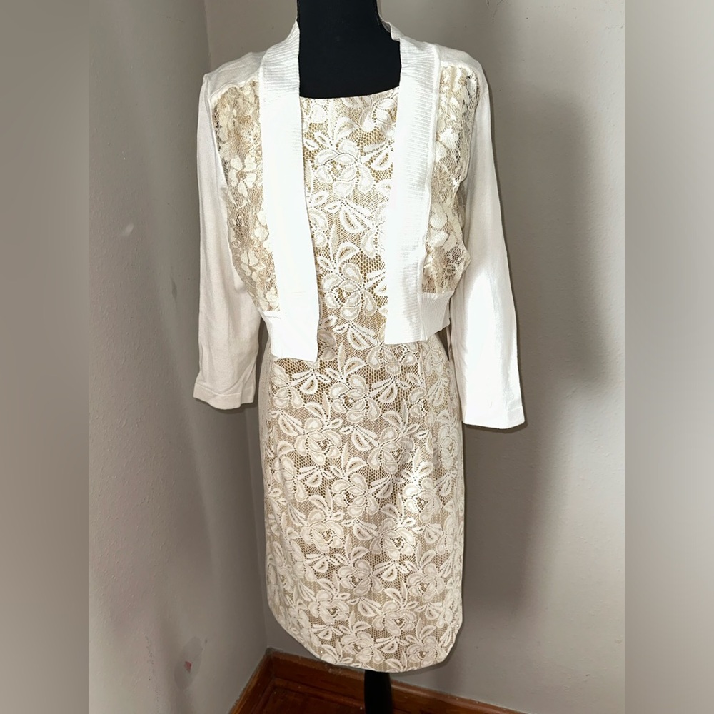 Elegant Lace Overlay Dress with Jacket